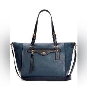 Coach Blue Kleo Carryall Leather & Suede Tote Bag